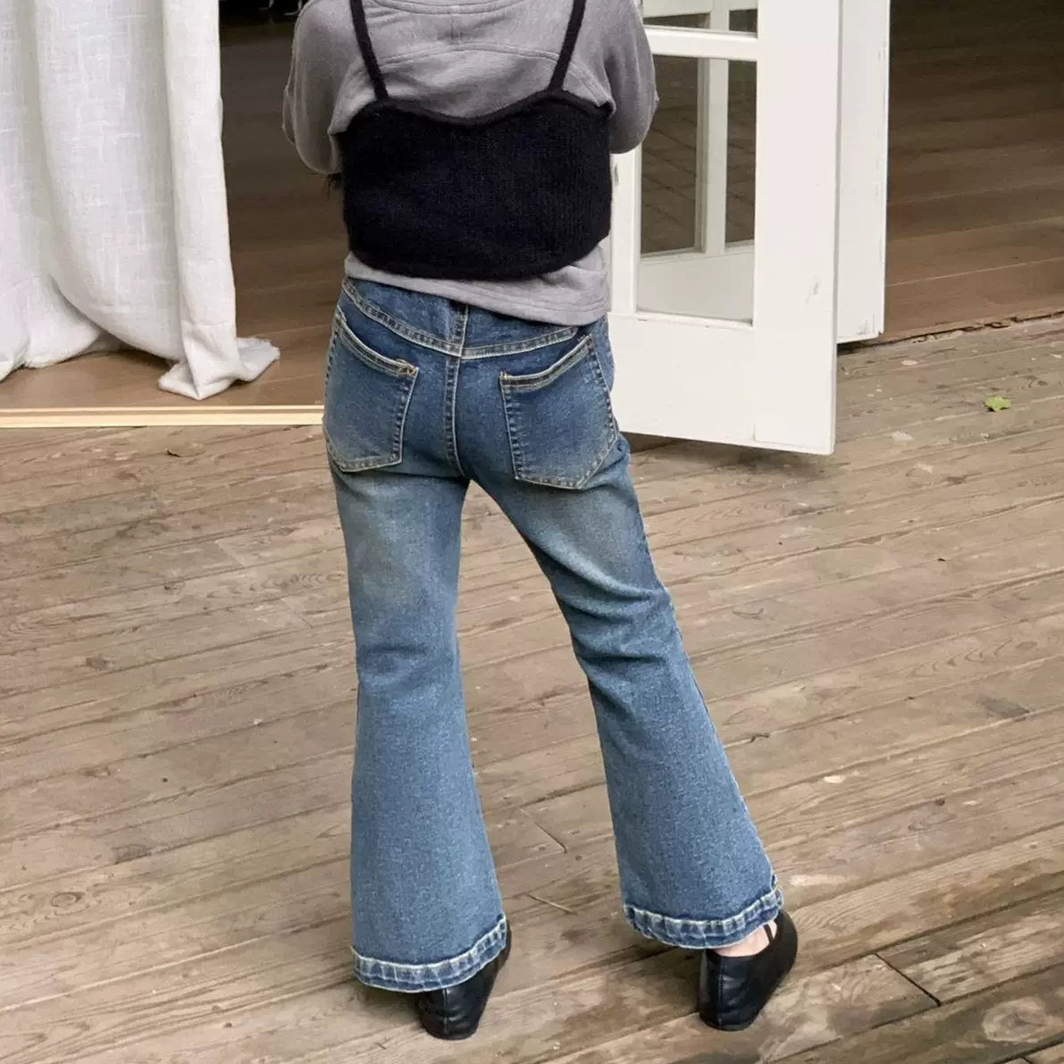 女童裤子2025秋季新款韩版喇叭裤复古风牛仔裤高弹力微喇裤长裤子