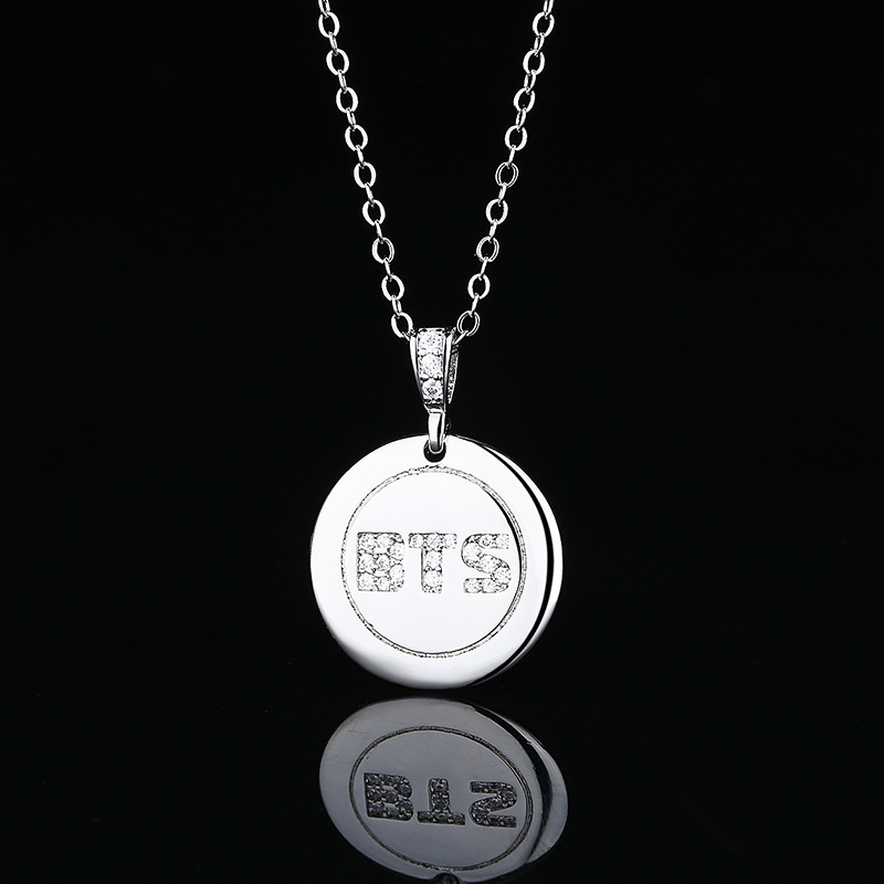 New Minimalist Design Bts Women's Korean Style Gold-plated Pendant with Full Diamond Super Flash Necklace, Fashionable_voghion.com