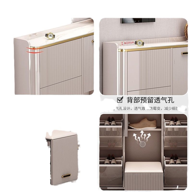 Gabinete de zapatos de plegado ligero de lujo italiano 17cm con taburetes plegables se puede sentar en un armario de almacenamiento contra la pared