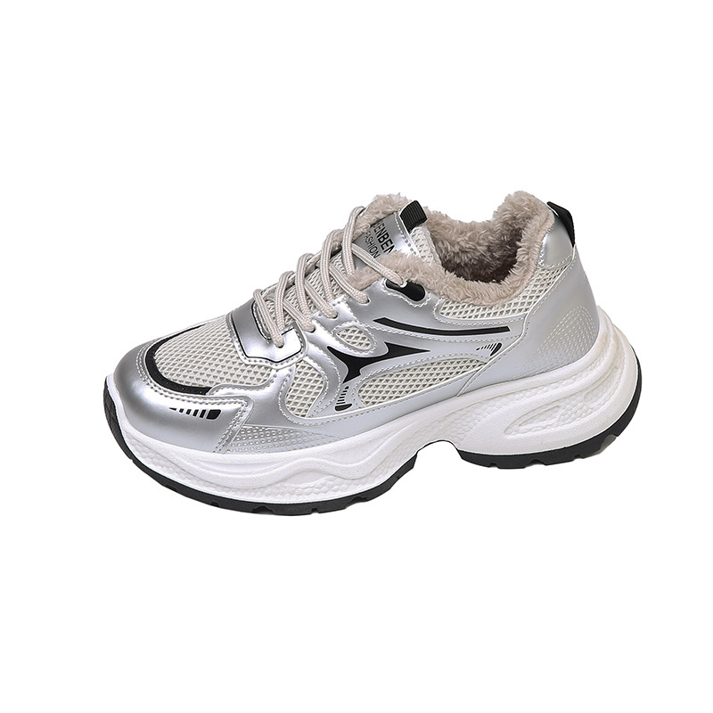 Zapatos de algodón de invierno de mujer zapatos deportivos casuales de invierno más gruesos 2025 nuevos zapatos de estilo coreano de zapatos calientes de mujer de invierno