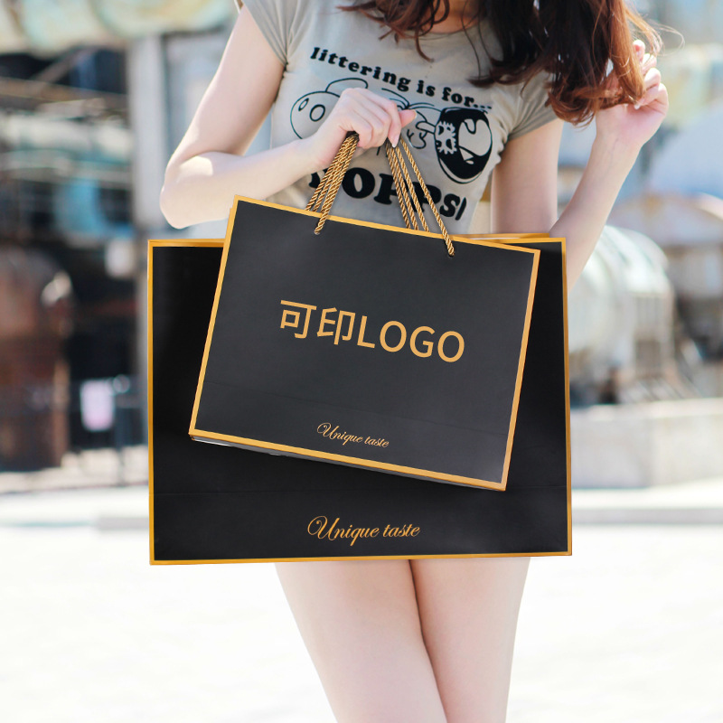 高档纸袋包装纸质手提袋印刷logo大号衣服服装店纸袋子礼品袋简约