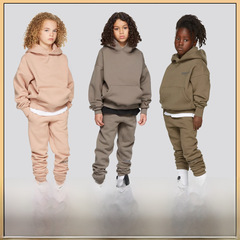 Streetwear Essentials Fall/Winter Set for Boys and Girls, Children's Loose Hooded Padded Sweatshirt and Sweatpants
