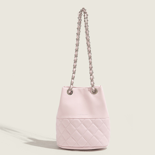Xiaoxiangfeng bucket bag female Korean version ins popular rhombus chain commuter shoulder bag high-end texture crossbody bag