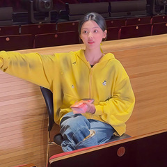 杨超越马伯骞同款25秋冬新款复古做旧华夫格拉链连帽卫衣情侣外套