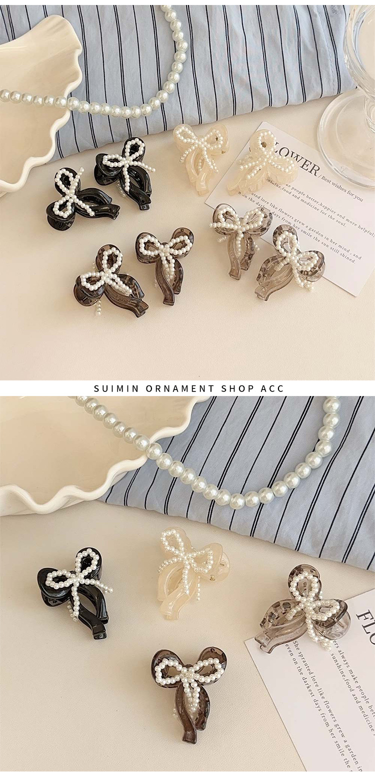 Imitation Pearl, Resin Material Knot, Butterfly Pattern Pearl Bow Beaded Hair Clip For Women Princess Side Hair Clip For Hair Decoration And Styling