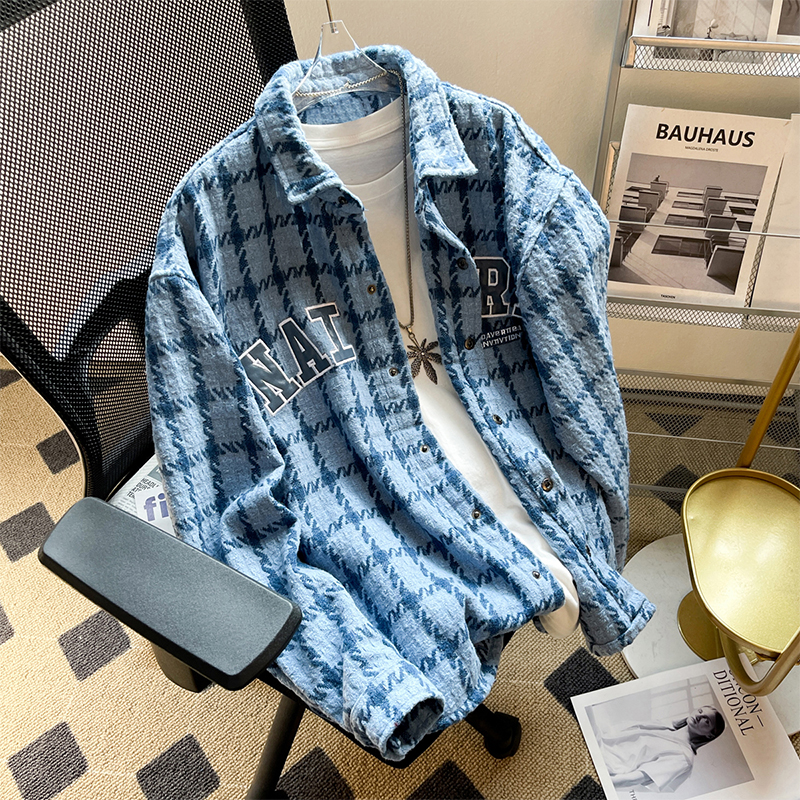 Men's Checkered Jacket Loose Fit Versatile Casual Shirt Coat_voghion.com