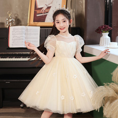 女童連衣裙夏季花童婚禮小女孩洋氣兒童禮服六一公主裙鋼琴演出服