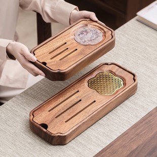 Solid Wood Tea Tray Household Whole Rectangular Simple Kung Fu Tea Set suit Drainage Chinese New Style Living Room Tea Table