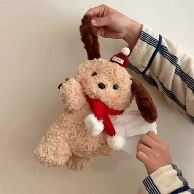 Bag 2024 New High Sense – Car tissue box/set - red-hat-white-ball-scarf-dog-tissue-bag