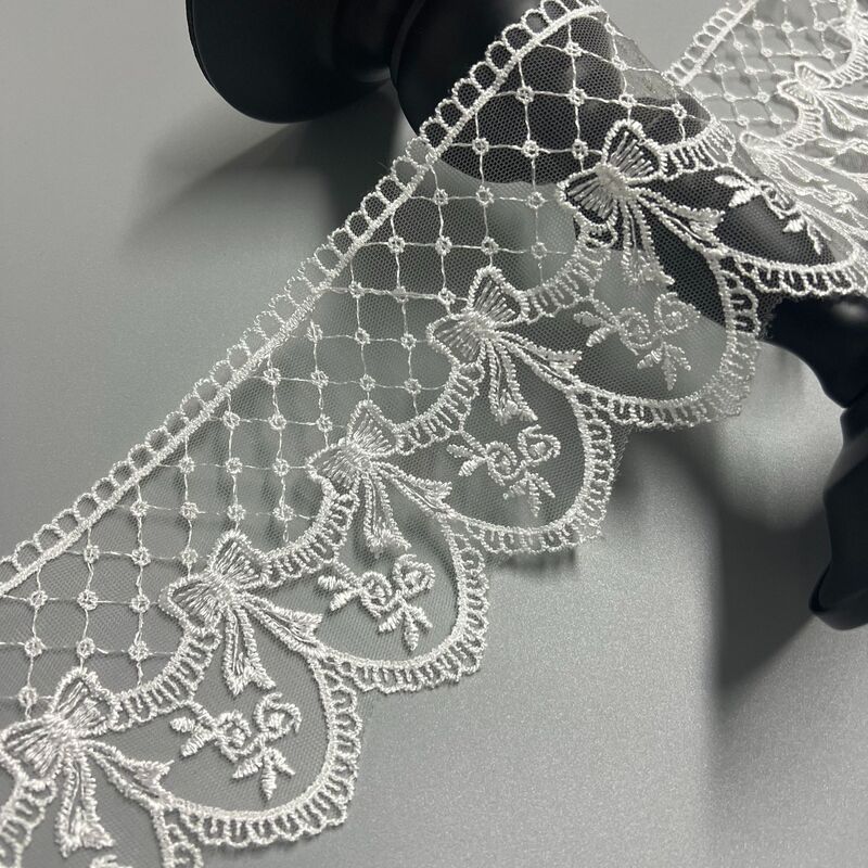9.5cm wide white bow net lace, home textile curtain, neckline, cuff, skirt hem DIY decorative accessories 9.5cm wide white bow net lace, home textile curtain, neckline, cuff, skirt hem DIY decorative accessories