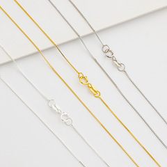 S925純銀飾盒子鏈項鍊簡約鎖骨鏈子女細鏈短款裸鏈DIY盒仔鏈配件