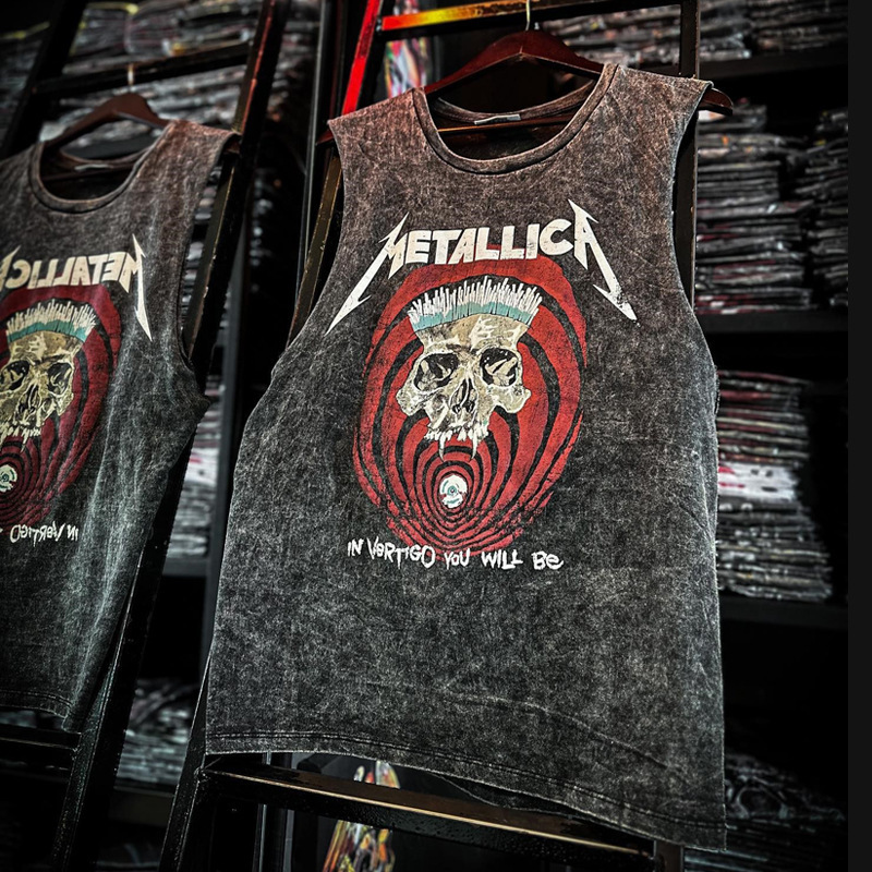 Nirvana Band Gunhua Queen Red Pepper Metal Punk Rock Washed Retro Vintage Vest Sleeveless T-Shirt Nirvana Band Gunhua Queen Red Pepper Metal Punk Rock Washed Retro Vintage Vest Sleeveless T-Shirt