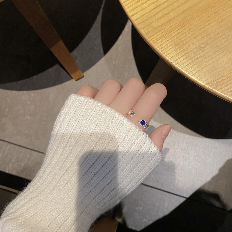 Fashion Geometric Sterling Silver Zircon Open Ring 1 Piece