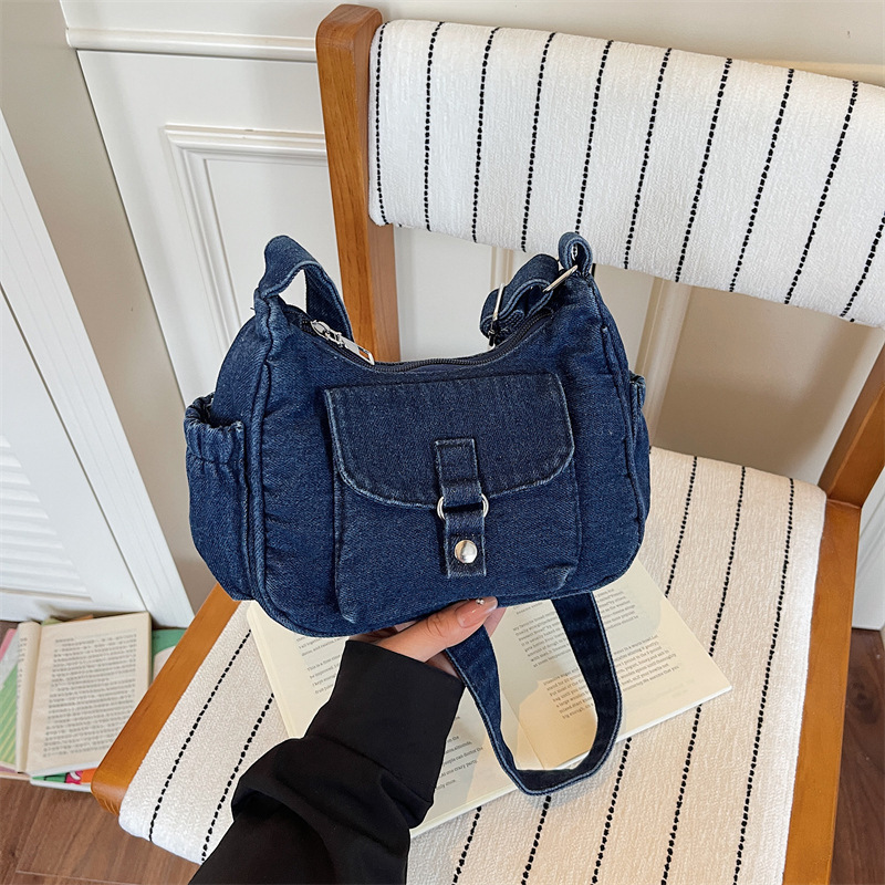 New Cross-Border Versatile Denim Dumpling Bag, Fashionable and Stylish Denim Women's Bag with a High-End Feel, Single Shoulder Crossbody Bag for Going Out New Cross-Border Versatile Denim Dumpling Bag, Fashionable and Stylish Denim Women's Bag with a High-End Feel, Single Shoulder Crossbody Bag for Going Out