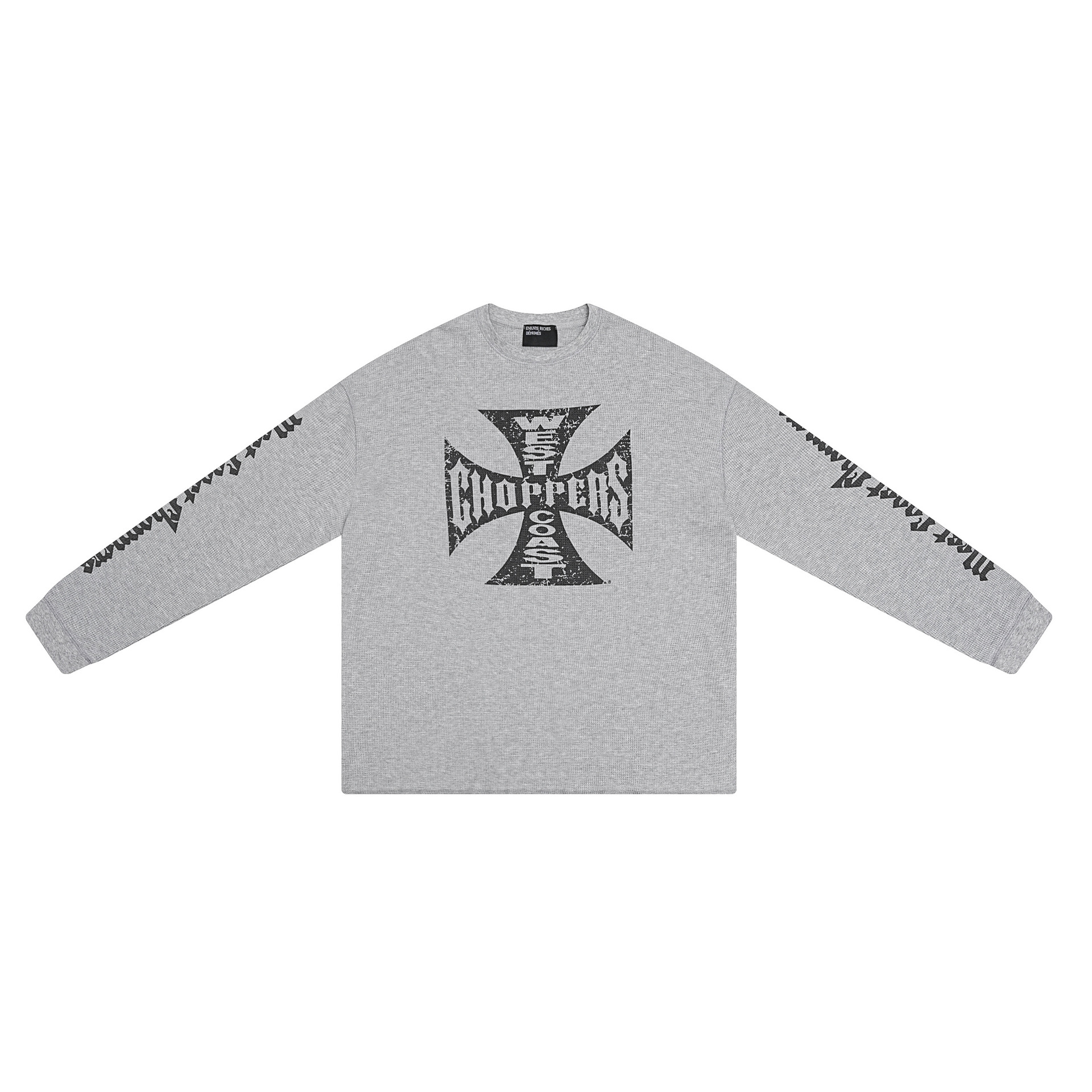 Enfants Riches Déprimés West Coast Choppers T-shirt Sanskrit Cross Waffle Knit Grey