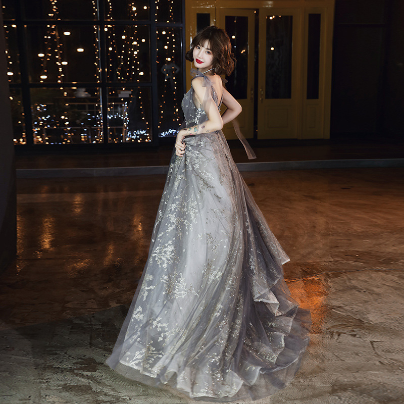 Vestido de Noche Largo 2026 para Banquete, Vestido de Noche Sexy con Tirantes, Estilo Anfitriona, Vestido Elegante con Cuello en V para Mujer
