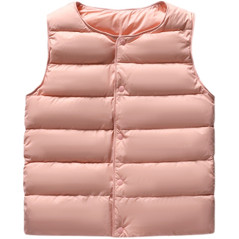 Children's down vest light solid color inner wear outer wear autumn and winter Boys Girls children medium and large Children Baby liner