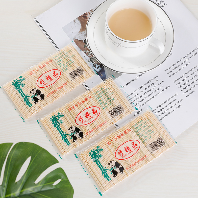 一次性雙頭牙籤竹製細牙籤棒家用便攜餐廳飯店散裝單頭牙籤批發