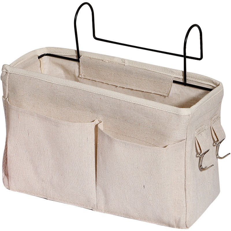 Nuevo dormitorio Estudiante universitario Almacenamiento de cabecera bolsa colgante canasta de almacenamiento de lona tela de lino de algodón Estilo nórdico Almacenamiento de noche canasta colgante