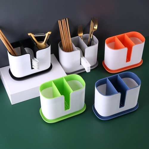 Wholesale kitchen compartment drain chopstick barrel household knife rack storage rack tableware storage rack multi-functional chopstick cage