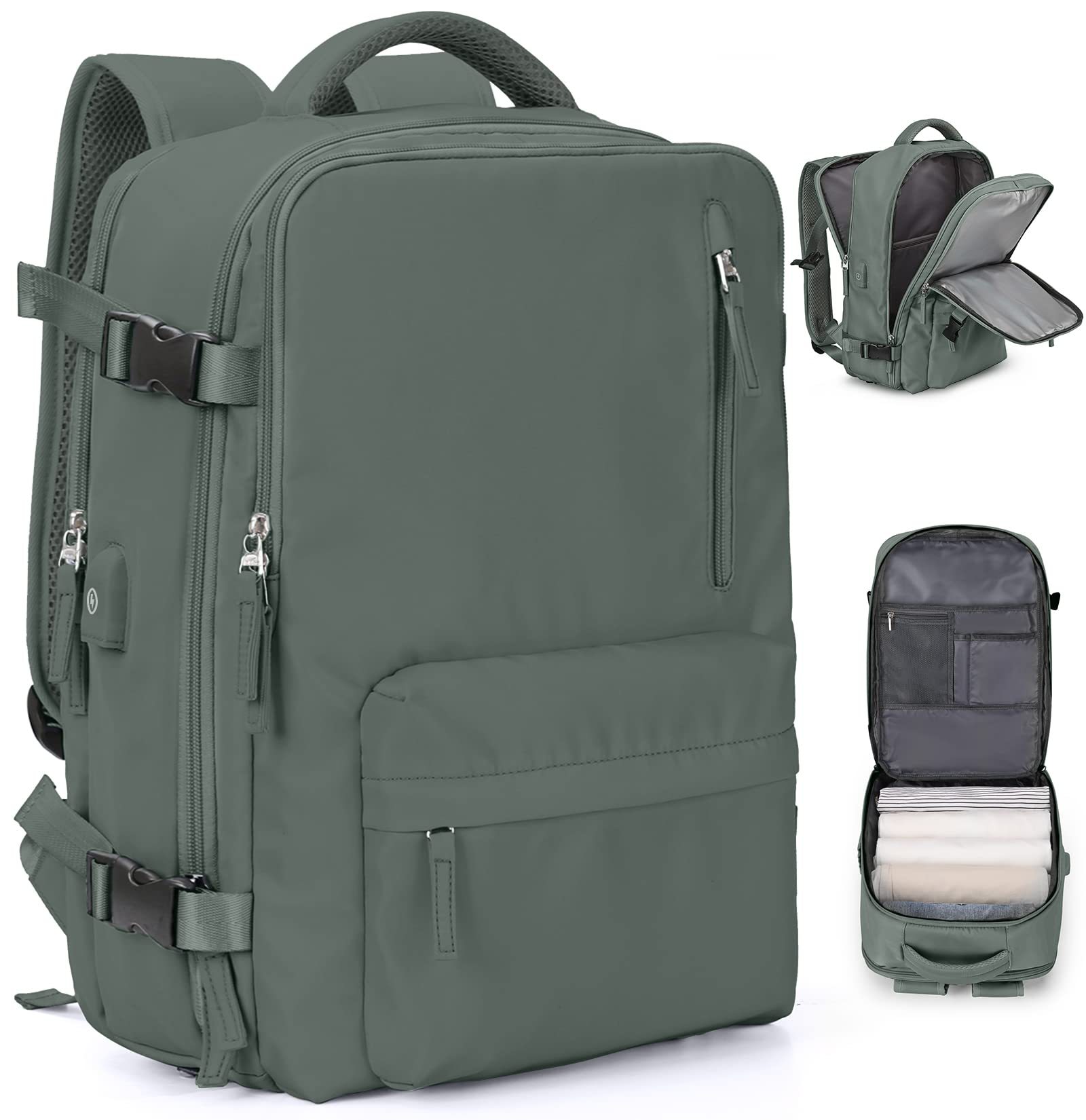 1875g Weight Nylon Lining Material Zipper Closure Type Double Shoulder Straps Strap Type Functional Backpack Bags Type Travel, Daily Occasion Nylon Material Women's Backpack Backpack Solid Color Pattern All Seasons Season Unisex Gender Streetwear Style Square Shape Solid Color Travel Daily Women's Backpack 45
