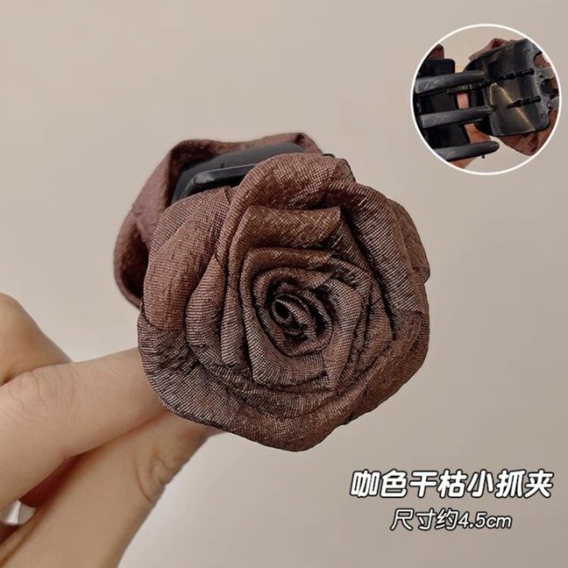 超仙仿真玫瑰花发夹后脑勺气质低马尾百合花朵抓夹氛围感百搭发饰|undefined
