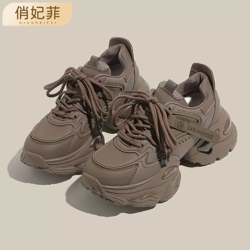 厚底老爹鞋女2023秋冬新款美式复古轻便小个子内增高休闲运动鞋子