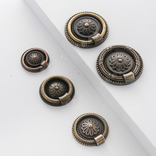 欧式抽屉拉手单孔暗装拉环隐形床头柜抽手家具橱柜金属环复古配件