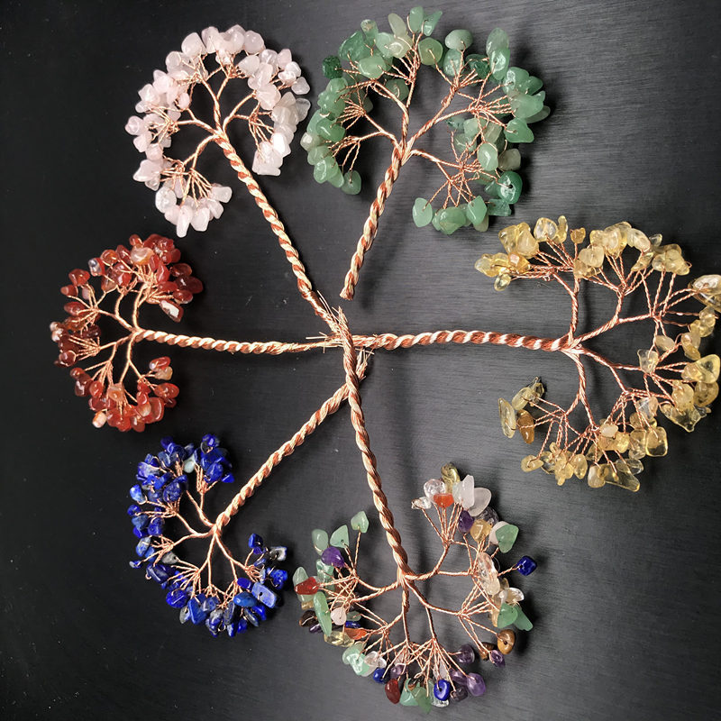 Cross-Border Fortune Crystal Fortune Tree Ornaments Copper Wire Semi-Finished Crystal Tree Handmade DIY Materials Fortune Tree Accessories