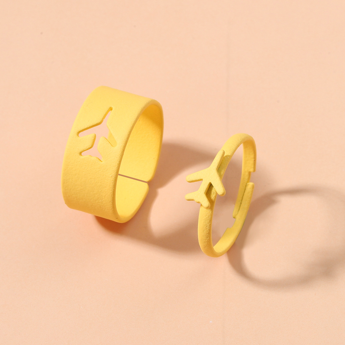 Cartoon Candy Color Paint Creative Small Aircraft Pattern Open Ring Set