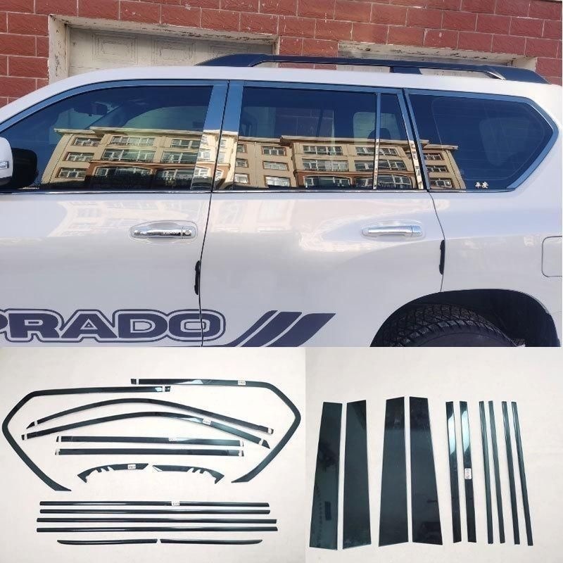 10-20 Prado Car Window Trim Strips in Silver and Black Titanium Stainless Steel, Default Option