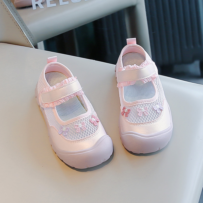 Zapatos deportivos para niños 2026 zapatos de verano niñas zapatos de red transpirables dulces zapatos princesas zapatos casuales para bebés con suela suave zapatos simples image 8