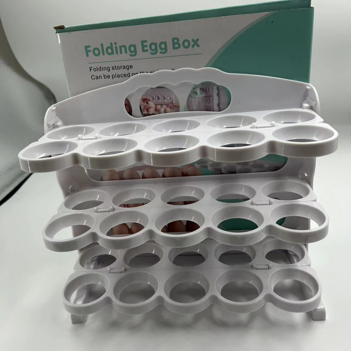 Caja de huevo plegable refrigerador puerta lateral estante especial para la cocina huevo soporte multi-capa anti-caída estante de almacenamiento de huevos
