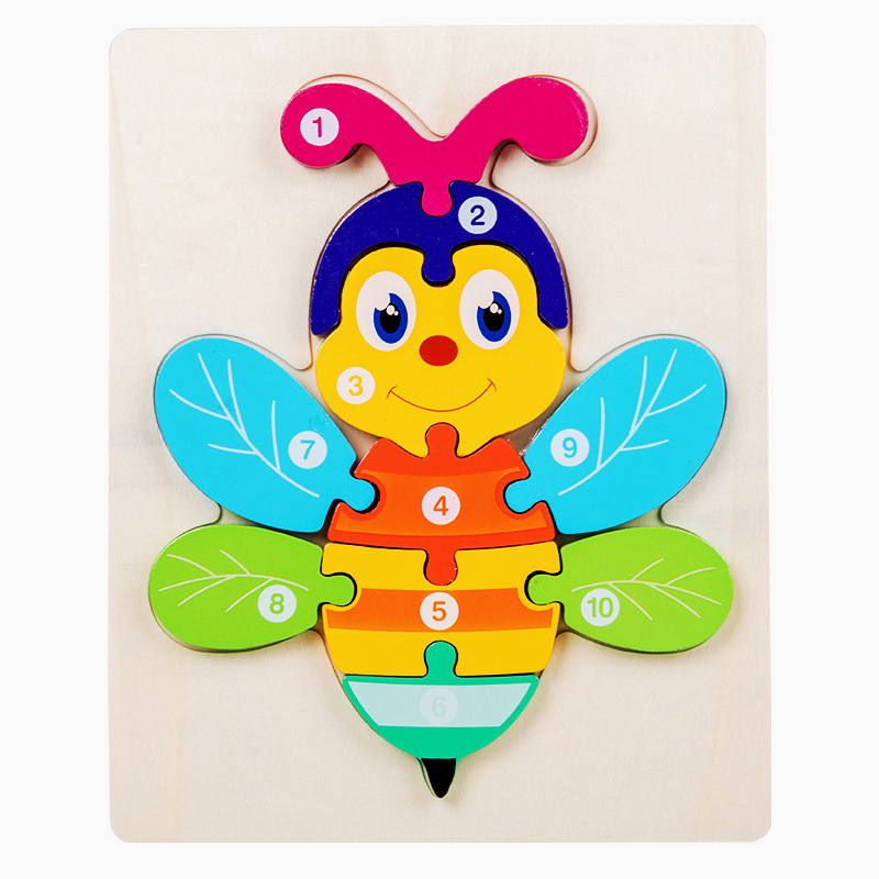 Cruz-frontera niños de madera hebilla animal rompecabezas digital tridimensional 26-Carta rompecabezas educación temprana juguetes educativos al por mayor