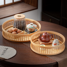 新款竹制茶具收纳架子竹本色复古小博古架日式茶棚干泡茶点盒