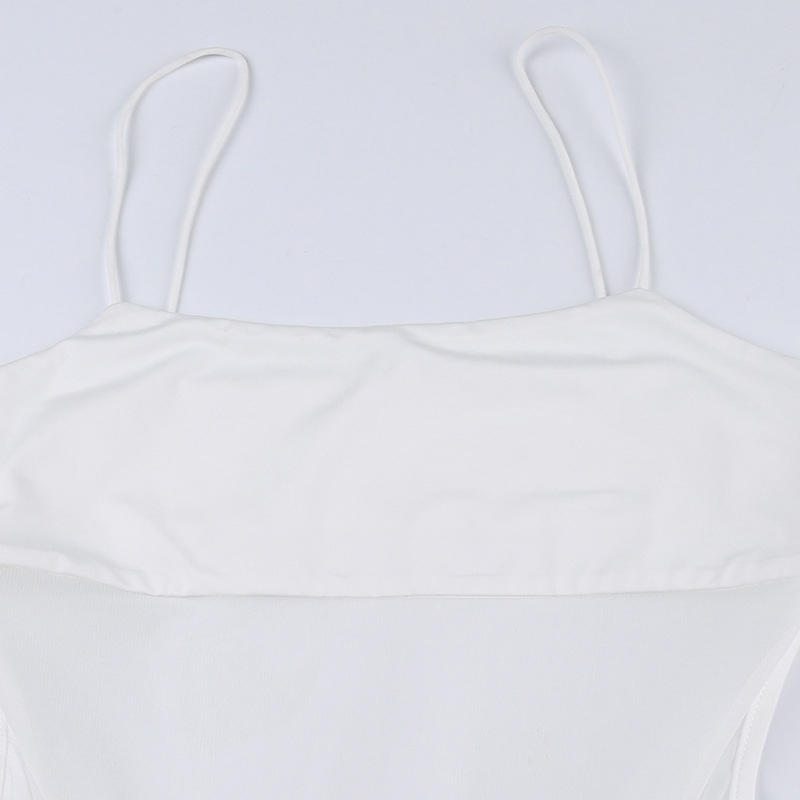 Women Streetwear Special Mesh See through Stitching Hollow Out Cutout Backless Sexy Sling Jumpsuit Summer