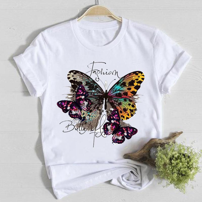 Women'S Gender Printing Design Casual, Classic Style Style Wholesale Women'S Casual Classic Style Butterfly Short Sleeve Printing T-Shirts
