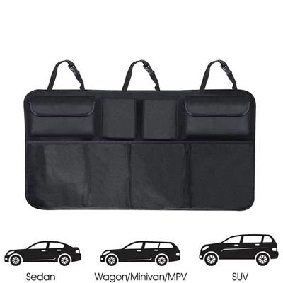 Car Rear Seat Back Oxford Cloth Hanging Bag Car-Mounted Foldable Storage Box Trunk Large Capacity Storage Bag (Car storage bag/box) - black-4-pockets-89546cm