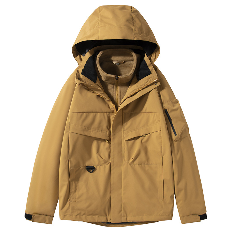 Jachetă la modă pentru exterior, de înaltă calitate, costum de alpinism, jachetă bărbătească cu vestă groasă, impermeabilă la vânt și zăpadă, complet_voghion.com