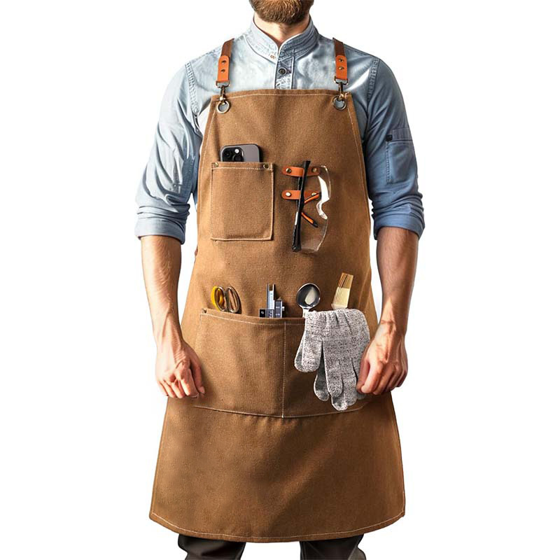 Delantal de lona grueso transfronterizo logotipo personalizado café leche tienda de té barbería ropa de trabajo delantal de cocina doméstica al por mayor