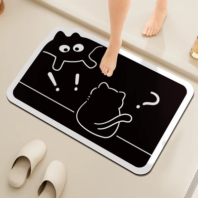Non-Slip Quick-Drying Easy-Care Floor Mat Avtomobil döşəmə paspasları - doubtful-black-cat-4060cm-new-diatom-mud