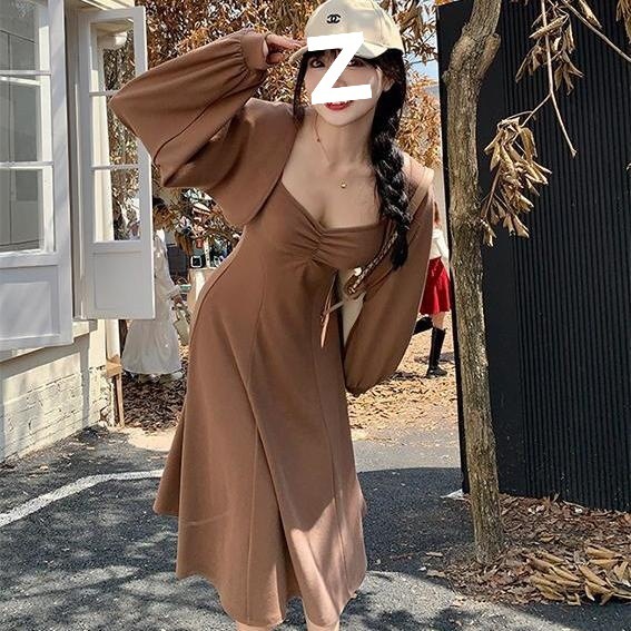 2025新款大码女装胖妹妹mm显瘦纯欲吊带连衣裙气质套装早秋两件套|undefined