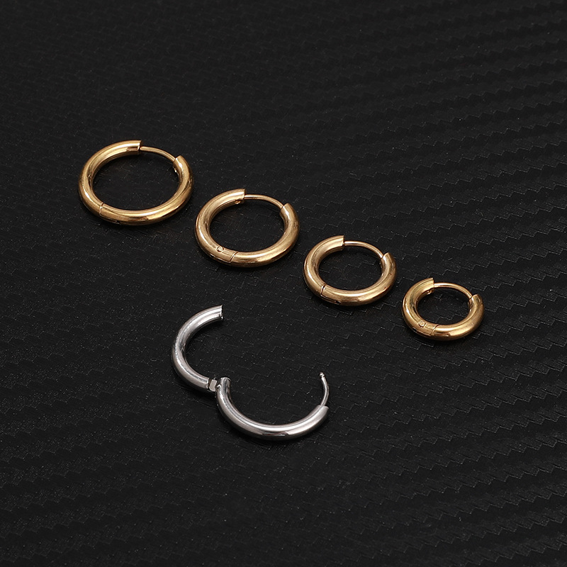 Simple Style Style 1 Piece Stainless Steel Stone-Free Ear Cartilage Rings & Studs Solid Color Plating 18K Real Gold Plated