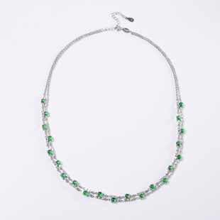 Jin Yutang silver inlaid jade star necklace