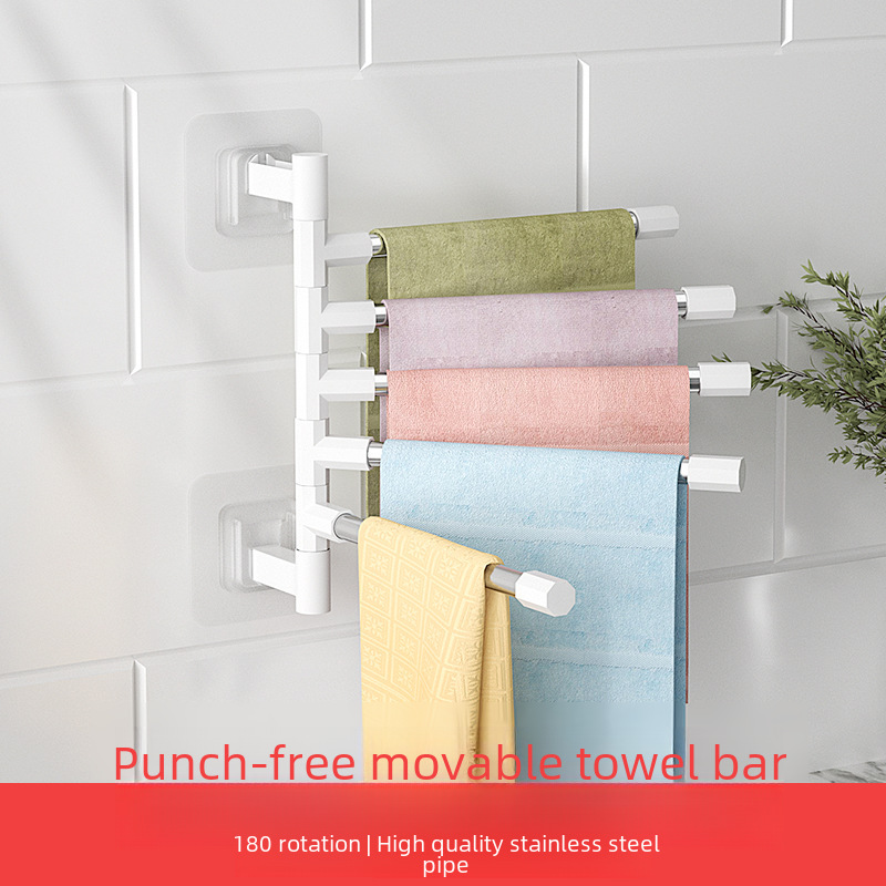 Non-perforated Stainless Steel Towel rack Bathroom Toilet Storage rack Folding Rotating Hanger Towel rack