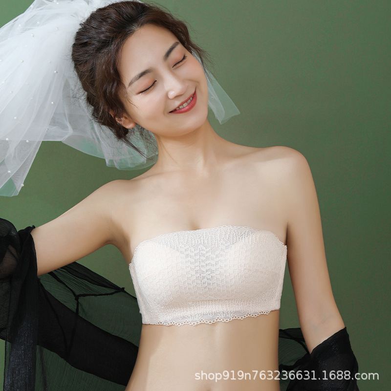 Strapless tube top underwear suit women's small chest push up thickened non-empty cup non-slip top support latex cotton bra Strapless tube top underwear suit women's small chest push up thickened non-empty cup non-slip top support latex cotton bra