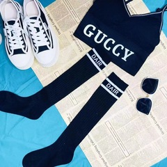 Spring and Summer New Korean Version of DIJIA Same Sexy Sheer Calve Socks Fashionable and Versatile Letter Internet Celebrity Trendy Socks College Style