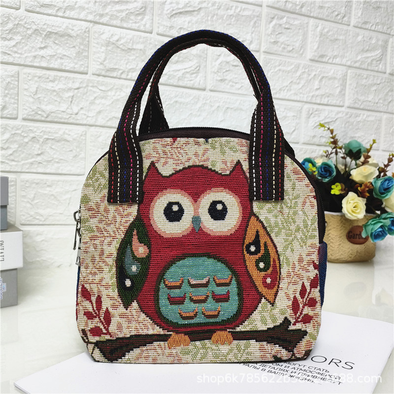 2024 nuevo color de doble cara de dibujos animados de punto bolsa de lona textura de comercio exterior mamá bolsa de compras monedero móvil