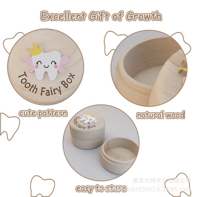 Caja de pezón de bebé macho y hembra simple de madera colección de dientes para niños caja conmemorativa caja de madera de almacenamiento de cordón umbilical de cabello fetal