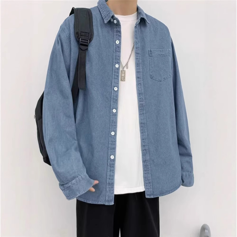 Camisas de vaqueros para hombres 2026 primavera y otoño nueva camisa de hombre coreana suelta chaqueta camisa casual para hombres escuela